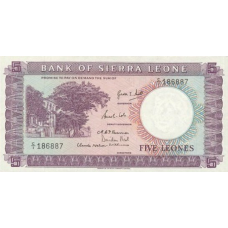 P 3 Sierra Leone - 5 Leones Year ND (1964) (Condition: Unc-/-)